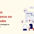 An illustration depicting strategies to reach a Target Audience on YouTube. A speaker presents a "Target Audience" board to an audience, with elements like engagement metrics and ideas.